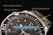 Omega Seamaster 300M Chrono Swiss Valjoux 7750 Automatic Full Steel with Black Dial and Green Dot Markers