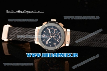 Hublot Big Bang Evolution Chrono Swiss Valjoux 7750 Automatic Rose Gold/PVD Case Black Dial With Stick/Arabic Numeral Markers Black Rubber Strap