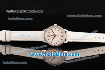 Vacheron Constantin Patrimony Swiss ETA 2824 Automatic Steel Case with White Leather Strap White Dial and Diamond Bezel