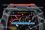 1:1 Richard Mille RM 35-02 RAFAEL NADA Japanese Miyota 9015 Automatic Black PVD Case with Skeleton Dial Red Rubber Strap