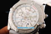 Breitling Chronomat B01 Chronograph Miyota Quartz Movement Steel Case with White Dial-White Rubber Strap