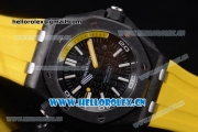 Audemars Piguet Royal Oak Offshore Diver Clone AP Calibre 3120 Automatic PVD Case with Black Dial Stick Markers and Yellow Rubber Strap (EF)