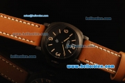 Panerai Luminor PAM 360 Swiss ETA 6497 Manual Winding Movement PVD Case with Black Dial and Brown Leather Strap