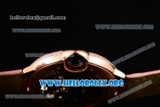 Cartier Ballon Bleu De Tourbillon Swiss Tourbillon Manual Winding Rose Gold Case with Pink Dial Pink Leather Strap and Roman Numeral Markers