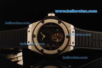 Hublot King Power Tourbillon Automatic Movement SS Case with Black Dial and Rubber Strap