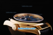 Rolex Datejust Automatic Smooth Gold Case with Ocean Blue Dial-Black Leather Strap