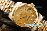 Rolex Datejust Automatic Movement ETA Coating Case with Gold Dial and Gold Bezel-Two Tone Strap