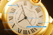 Cartier Ballon bleu de Automatic Full Gold Case with White Dial and SS Strap