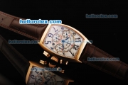 Franck Muller Casablanca Chronograph Swiss Valjoux 7750 Automatic Movement Gold Case with White Dial and Black Arabic Numeral Markers