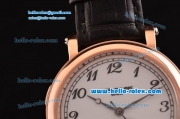 Patek Philippe Calatrava 2813 Automatic Rose Gold Case with Numeral Markers White Dial and Black Leather Strap