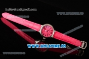 Cartier Ballon Bleu De Small Swiss Quartz Steel Case with Hot Pink Dial Roman Numeral Markers and Hot Pink Leather Strap