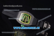 Richard Mille RM 59-01 Miyota 9015 Automatic PVD Case with Skeleton Dial Yellow Inner Bezel and Yellow Rubber Strap