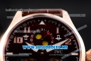 IWC Big Pilot Double Tourbillon Asia ST28 Automatic Rose Gold Case with Brown Dial and Brown Leather Strap Stick/Arabic Numeral Markers
