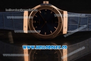 Hublot Classic Fusion Miyota 9015 Automatic Rose Gold Case with Blue Dial and Blue Leather Strap (AAAF)