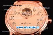 Blancpain Le Brassus Tourbillon Swiss ETA 2824 Automatic Rose Gold Case with Beige Dial and Brown Leather Strap