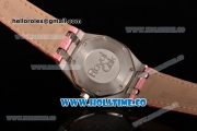 Audemars Piguet Royal Oak Lady Swiss Quartz Steel Case with Pink Leather Strap White Dial and Stick Markers