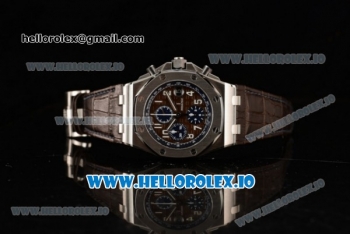 Audemars Piguet Royal Oak Offshore Clone AP Calibre 3126 Automatic Movement Steel Brown Dial and Arabic Numeral Markers Leather Strap (JF)