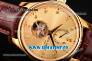 Patek Philippe Calatrava Tourbillon Swiss ETA 2824 Automatic Yellow Gold Case with Diamonds Markers and Gold Dial