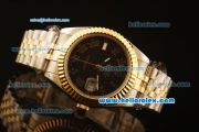 Rolex Datejust II Swiss ETA 2836 Automatic Full Steel with Yellow Gold Bezel and Black Dial-Yellow Gold Hands