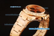 Rolex Daytona Swiss Valjoux 7750 Automatic Movement Full Rose Gold with Orange Dial and Black Subdials