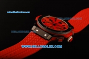 Hublot Big Bang Chronograph Swiss Valjoux 7750 Automatic Movement Red Dial with Black Bezel and Red Rubber Strap