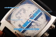 Tag Heuer Monaco Calibre 36 Chronograph Quartz Movement Steel Case with White Dial and Black Markers
