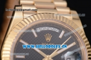 Rolex Day Date II Swiss ETA 2836 Automatic Yellow Gold Case/Bracelet with Black Dial and Stick Markers (BP)