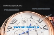 Cartier Ballon Bleu de Cartier Chronograph Quartz Rose Gold Case with White Dial and Brown Leather Strap