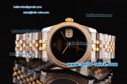 Rolex Datejust 2813 Automatic Two Tone Case with Diamond Bezel and Black Dial ETA Coating