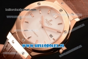 Hublot Classic Fusion 9015 Auto Rose Gold Case with White Dial and Brown Leather Strap