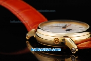 Patek Philippe Classic Automatic Movement Gold Case with White Dial and Leather Strap