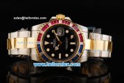 Rolex GMT Master II Swiss ETA 2836 Automatic Movement Steel Case with Diamond Bezel and Two Tone Strap