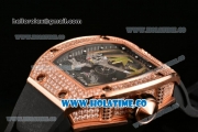 Richard Mille RM026-01 Miyota 6T51 Automatic Diamonds/Rose Gold Case with Diamonds Panda Dial and Black Rubber Strap