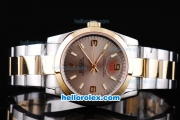 Rolex Air-King Oyster Perpetual Automatic Two Tone with Gold Bezel and Grey Dial