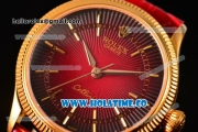 Rolex Cellini Time Asia 2813 Automatic Yellow Gold Case with Red Dial and Stick Markers