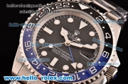 Rolex GMT Master II Asia 2813 Automatic Movement Full Steel with Black Dial Blue/Black Bezel and White Markers
