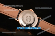 Patek Philippe Calatrava Miyota Quartz Rose Gold Case with White Dial and Roman Numeral Markers - Diamonds Bezel