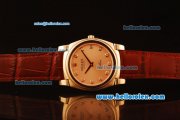 Rolex Cellini Swiss Quartz Rose Gold Case with Rose Gold Dial and Brown Leather Strap-Diamond Markers