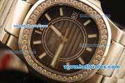 Patek Philippe Nautilus Swiss Quartz Movement Diamond Bezel with Grey Dial and White Stick Markers