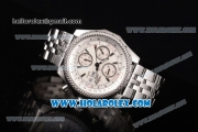 Breitling Bentley Motors Chrono Swiss Valjoux 7750 Automatic Steel Case/Bracelet with White Dial and Silver Stick Markers (BP)