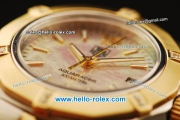 Tag Heuer Aquaracer Swiss ETA Quartz Movement Gold Bezel with Pink MOP Dial and Two Tone Strap