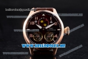 IWC Big Pilot Double Tourbillon Asia ST28 Automatic Rose Gold Case with Brown Dial and Brown Leather Strap Stick/Arabic Numeral Markers