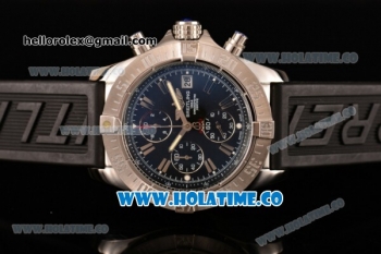 Breitling Avenger Seawolf Miyota Quartz Steel Case with Black Dial Silver Stick Markers and Black Rubber Strap