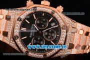 Audemars Piaget Royal Oak 41MM Chronograph Rose Gold/Diamonds Case with Black Dial and Stick Markers (EF)