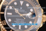 Rolex Submariner Swiss ETA 2836 Automatic Yellow Gold Case/Bracelet with Black Dial and Dot Markers (BP)