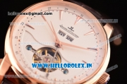 Jaeger-LECoultre Master Asia ST17 Run Fly Automatic Rose Gold Case with White Dial and Stick Markers