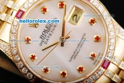 Rolex Datejust Automatic Movement Golden Case with White MOP Dial and Pink Diamond Markers