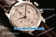 Omega De Ville Co-axial Chronograph Clone Omega 9300 Automatic Steel Case with White Dial and Brown Leather Strap (EF)