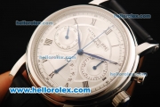 Patek Philippe Swiss Valjoux 7750 Manual Winding Movement White Dial with Roman Numeral Markers and Black Leather Strap