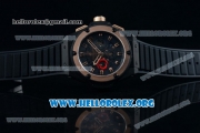 Hublot King Power Chrono Swiss Valjoux 7750 Automatic PVD Case with Black Dial Rose Gold Bezel and Black Rubber Strap